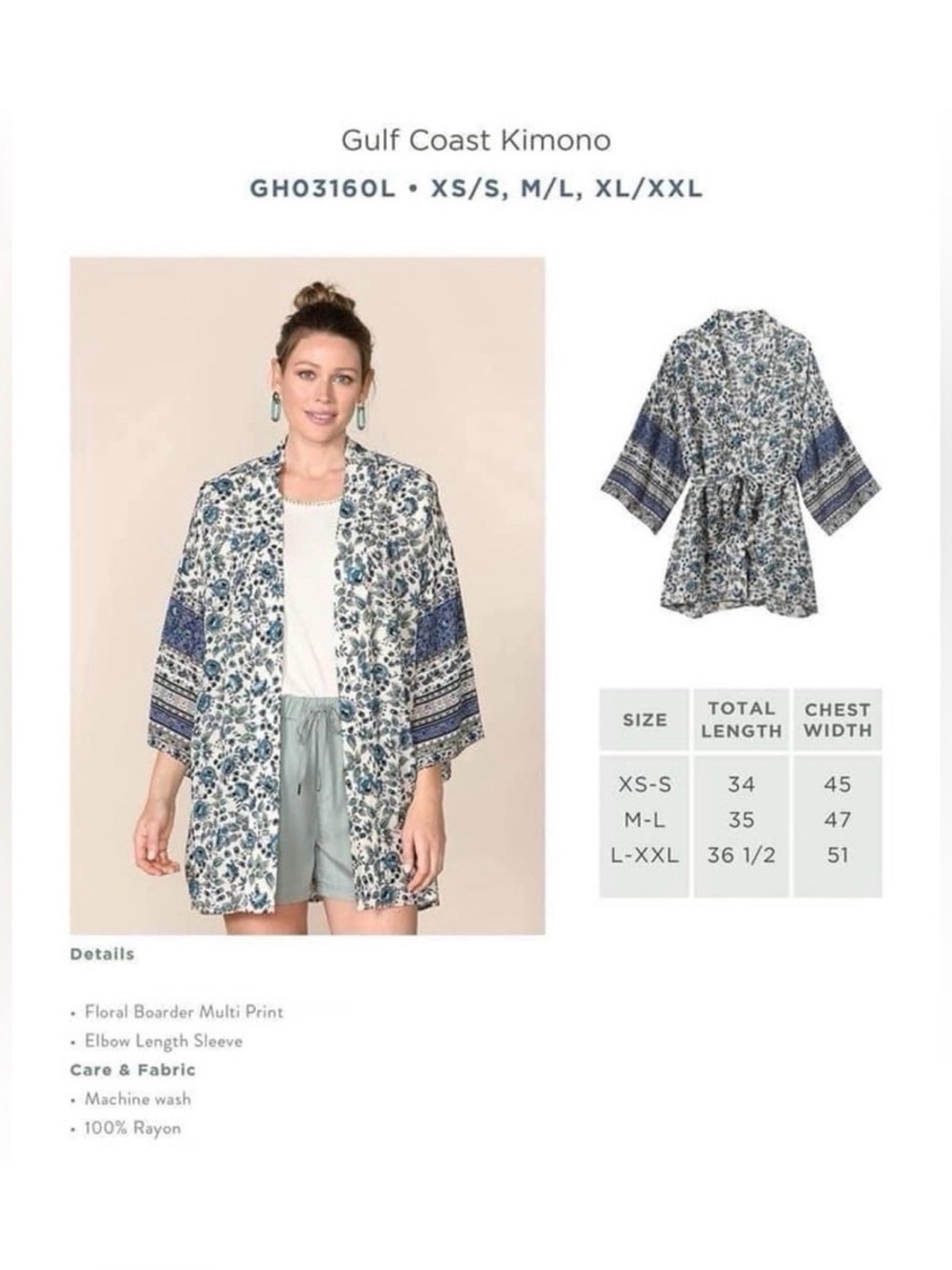 Good Hart Matilda Jane Gulf Coast Kimono Size M/L